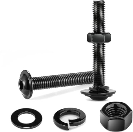 Wavanta 10 Stück M5 x 40 mm Schrauben, Flachkopfschrauben, Muttern und Unterlegscheiben, Sortimentsset, 304 Edelstahl, Innensechskant, Vollgewinde, Schwarzoxid
