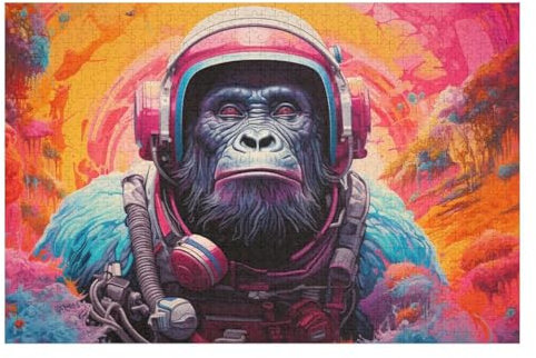 Gorilla 1000 Teile Holzpuzzle,einzigartiges Puzzle, Geschenk Für Erwachsene,Familienspiel,Herausforderungsaktivität,（75×50cm）