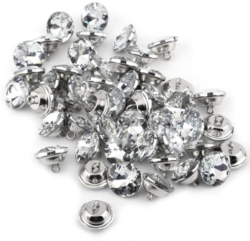 50 Stück Kristall Polster Knöpfe, Runde Strass Kristall Polster Knöpfe für Kleidung Handwerk Kopfteil Sofa (20 mm)
