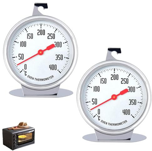 2 Stück Backofenthermometer, Ofenthermometer für Backofen, 0~400 ℃ Backofen Thermometer Innen mit großem Zifferblatt,zum Backen und Garen im Ofen
