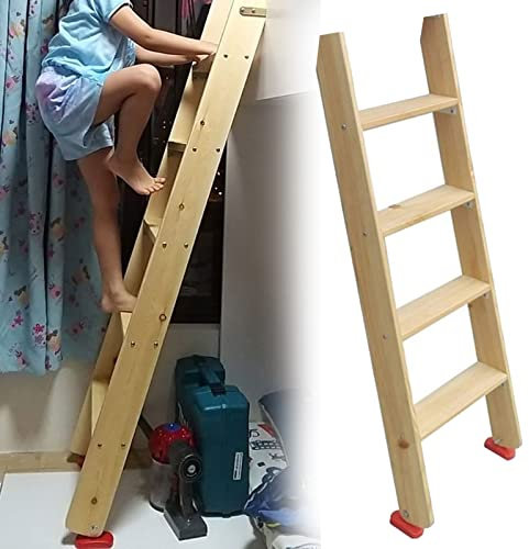 Échelle de lit superposé Farm Dorm avec Crochets, échelle en Bois pour Camping-Car, loft, Maison, Camping-Car, avec Dessous antidérapant, pour Caravane, 100/125/150 cm (Taille : 4 marches 12