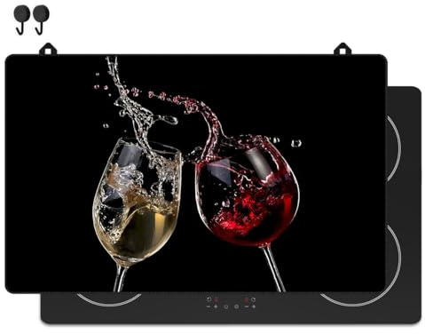 KitchyMist Protège Plaque Induction Vin - 83x52 cm - Déco cuisine - Protection pour plan de travail - Cuisson protégée - Fond de hotte de cuisine