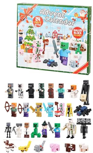 Christmas Advent Calendar 2025,24 Days Surprise Countdown Calendar,Toy Figures Building Blocks Including 29 Characters Christmas Holiday for Kids Girls