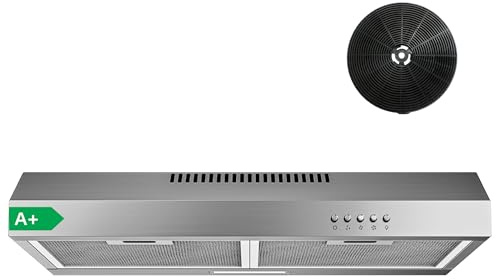 FIREGAS Campana Extractora 60 cm de Acero Inoxidable, 250 m³/h, Clase Energética A+, Motor Sin Escobillas, 3 Velocidades, Instalación Bajo Mueble o Pared