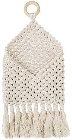 Handgefertigter Makramee-Briefhalter für die Wand, Boho-Stil (Beige)