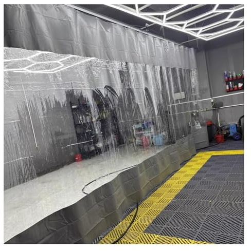 Heavy-Duty Waterproof PVC Shower & Clear Vinyl Car Wash Door Curtain - Durable 3.3x2.6ft Vehicle Protection Tarpaulin for Garage Use