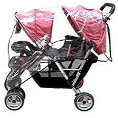 Weather Shield Double Popular for Swivel Wheel Stroller Universal Size Baby Rain Cover/Wind Shield Deal (Black)