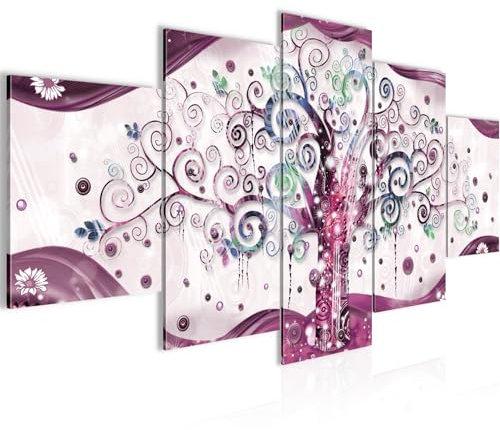 Runa Art Murali Da Parete Gustav Klimt Albero Della Vita 5 Pezzi Quadro Tela Non Tessuta Decorazione Soggiorno Astratto Rosa 003052c