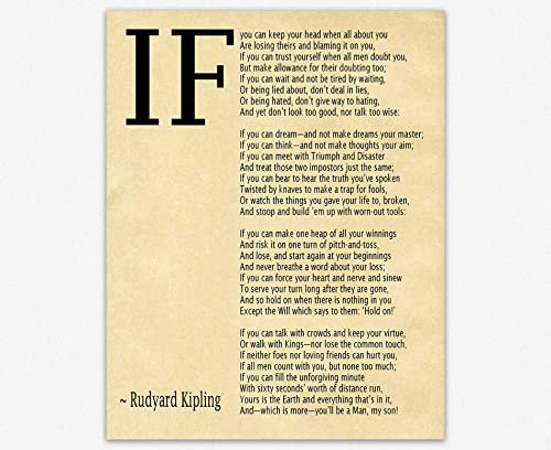 IF Poem Art Print IF Poem by Rudyard Kipling Art Print IF Poster If Poem Poster If Poem Print If Poem Wall Art If you can If by Kipling Poem (Parchment, 30cm x 40cm)