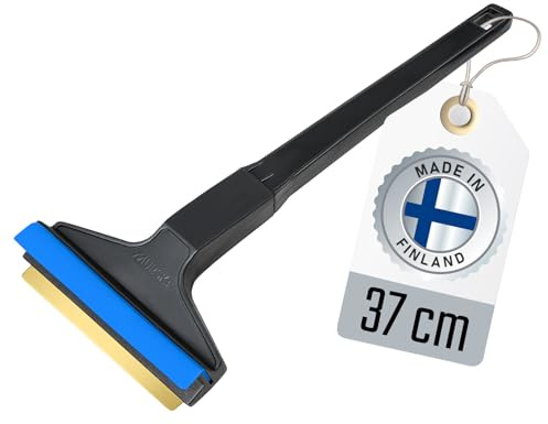 Eiskratzer Auto lang - Scheibenkratzer Auto 37cm - schnell, mühelos & schonend - Premium HIPS - Murska mit Messingklinge & Gummilippe - effizient sicher Schneekratzer - Finnland Schwarz Blau