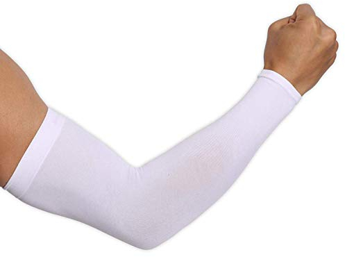 Ksnnrsng Manicotto Braccio UV Protezione Manicotti di Ghiaccio Raffreddamento moderato Sport Ciclismo pallavolo all'aperto Guidare protettivi Coprire Il Tatuaggio per Donna Uomo (2 Paio Bianchi)