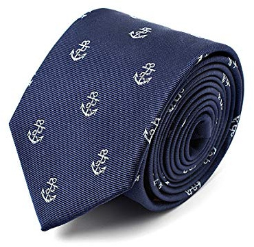 BRERA 67 elegante blaue Krawatte aus Seide 150 x 7 mit Anker | Krawatten für Herren | Accessoires Männer für Jacke und Anzug