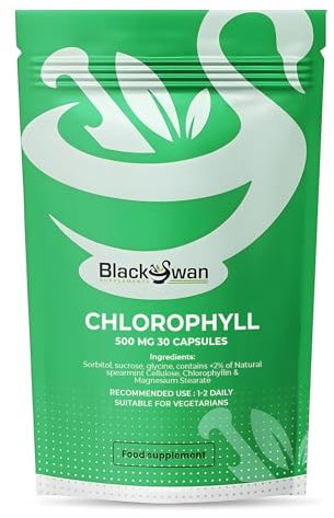 Black Swan Chlorophyll Capsules - 500mg Antioxidant Formula Detoxification Weight Management Skin Digestive Health Support Natural Supplement - 30 Caps 1 Month Supply