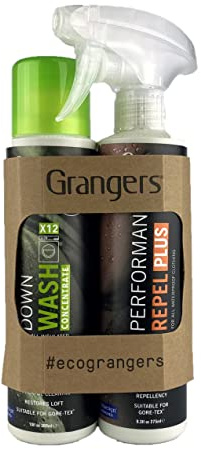 Granger's Down Wash (concentrate) 10.3 oz Bottle and Performance Repel Plus Weather Reproofing (9.3 oz) Spray Twin Pack