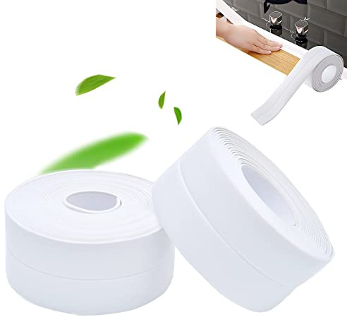 ProsXinty Badezimmer Dichtband, Wasserdichtes Dichtungsband, PVC Flexibles Dichtungsband, Geeignet für Badezimmer, Küche, Ecke wasserdichtes Klebeband (weiß 3.2M)