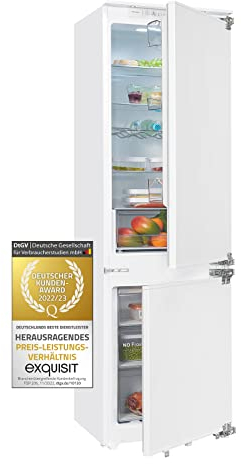 Exquisit Einbau-Kühl-Gefrierkombination EKGC270-70-NF-F-010E | 246l Nutzinhalt für perfekte Lagerung | Mit NoFrost & LED-Beleuchtung | Weiß