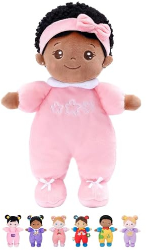 OUOZZZ 10 Black Baby Doll Snuggle Buddy Pink