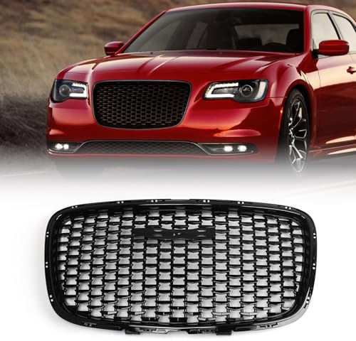 VLINCAR Front Grille Assembly Compatible with Chrysler 300C SRT 2015 2016 2017 2018 2019 2020 2021 2022 Replacement Front Bumper Grill 5SW18DX8AD CH1200393