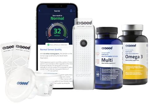 ExSeed Health - Fruchtbarkeits-Test-Set für Männer - 2 Testkits & Fruchtbarkeits-Präparate - Multivitamine & Omega 3 - Komplettes Test-Set - Testen & Verbessern Sie die Gesundheit Ihrer Spermien