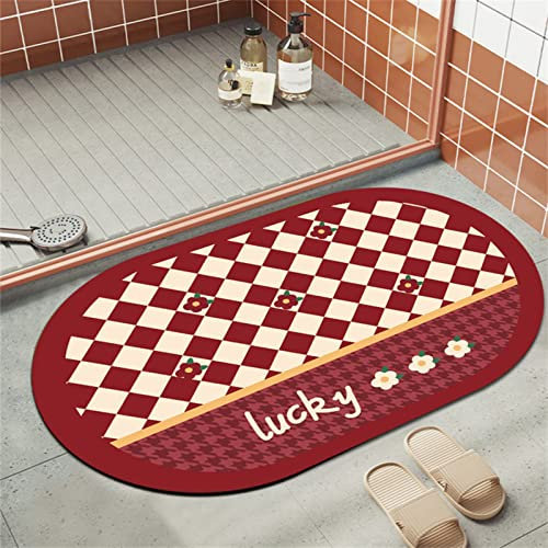 Heeboode Badematte Rutschfester Badezimmerteppich Absorbierender Badteppich 60x90cm Duschmatte Schnelltrocknende Badematte Home, Badvorleger rutschfest Waschbar, Bad Teppiche Badezimmermatte Rot