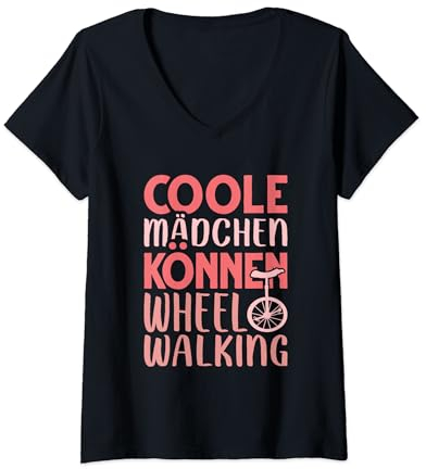Wheel Walking Trick Unicycle One Wheel Einrad T-Shirt mit V-Ausschnitt