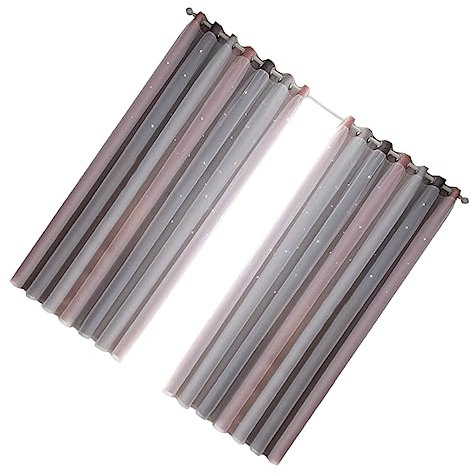 DECHOUS 2stücke Tüll Vorhang Doppellagig Für Fenster Sonnenschutz Vorhang Fenstervorhang Verdunkelungsvorhang Zimmervorhang Wohnvorhang Verdunkelung Vorhänge