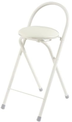 Sgabello da Bar Pieghevole con Sedili Imbottiti, 60cm Sgabello per Colazione Alto Pieghevole, Sgabelli da Bar Portatile Altezza Contatore per Cucina Giardino Ufficio (Color : White, Size : 60cm/24in