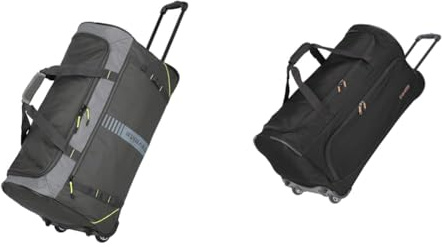 travelite 2-Rad Trolley Größe L & 2-Rad Trolley Reisetasche Größe L, Gepäck Serie Basics Fresh: Weichgepäck Reisetasche mit Rollen im sportlichen Design, 71 cm, 89 Liter, Schwarz