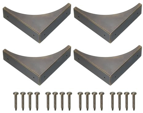 QUARKZMAN Eckschützer 4Stk 2.56 - Metall Eckschutz Vintage Dekorative Eckklammern mit Schrauben Kantenschutz für Möbel Box Tisch (Bronze)