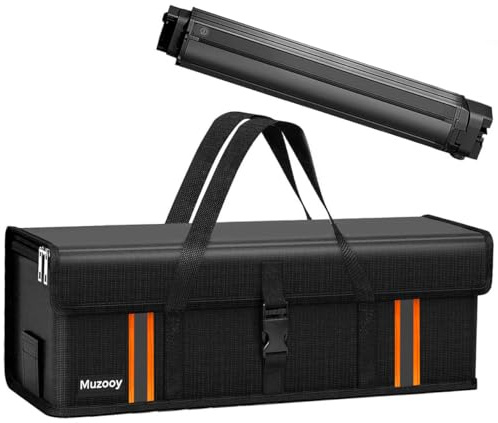 Muzooy Ebike batteriväska 8 lager brandskydd brandsäkert batteriväska, vattentät explosionssäker, Ebike batteri skyddsfodral, Svart röd, L, utilitarian