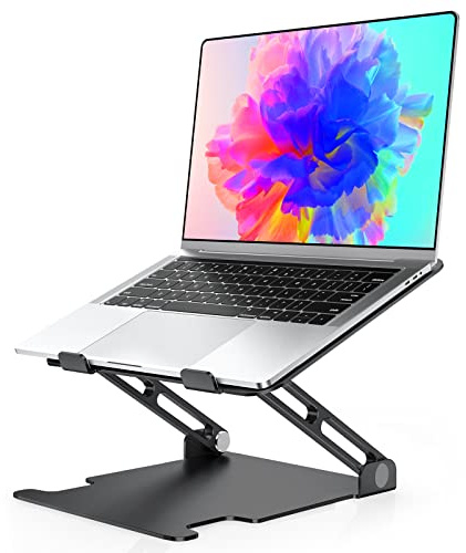 Glangeh Support Ordinateur Portable Aluminium, Refroidissement Support PC Portable Ventilé avec Double Axe Rotation Réglables Pliable Ergonomique, Compatible avec Tablette, MacBook Pro, Laptop 10-16