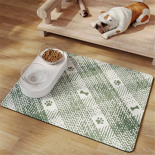 Xisnuient Napfunterlage Hund Hochwertige rutschfest Hundenapf Unterlage Katzen Und Hunde Hundefutter Matte Futtermatten FüR Haustier Futtermatte Silikon Placemats Mat Pet Carpet (50x70 cm,Grün)