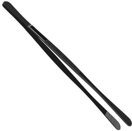 Urxirha Kitchen Tweezer Pasta Tongs, 8-Inch Cooking Tweezers Food Tongs, Stainless Steel Culinary Tweezers Grilling Tongs (8-Inch Wide Ends)
