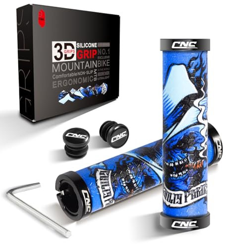 CNCLOL Fahrrad Lenkergriffe,MTB Fahrradgriffe 22mm aus Silikon,Fahrrad handgriffe Doppel Lock-On Design für MTB/Mountainbike.