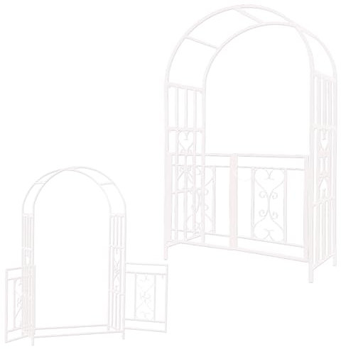 Arche de jardin en acier couleur crème pour extérieur, pelouse, terrasse, treillis de roses robuste avec arche stable pour plantes grimpantes, 110 x 50 x 210 cm, arche de jardin de mariage