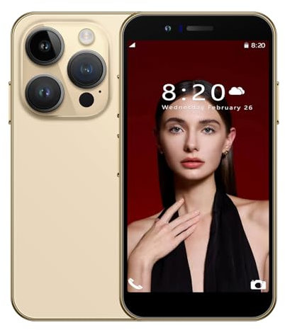 McMgc Unlocked 4G Mini Mobile Phone 3.0'' HD Small Screen,Android 10.0,Dual SIM Dual Camera,Face Unlock Student Pocket Cellphone (Gold)