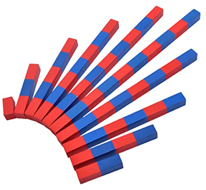 KOMBIUDA Regletas Matemáticas Montessori De Madera Barras Numeradas Rojo y Azul para Contar Juguete Educativo Infantil para Reconocimiento De Números y Desarrollo Creativo Educación Tempran