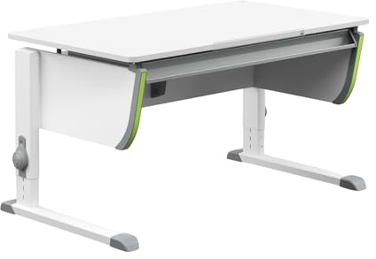 Moll Joker Kinderschreibtisch höhenverstellbar | mitwachsend, ergonomisch & neigbar für aufrechtes Sitzen | ideal für Schulkinder | Schreibtisch weiß optional mit Schublade | Made in Germany