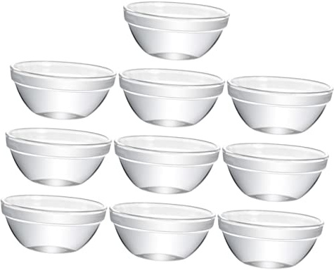 POPETPOP 10 piezas Conjunto Tazones de Transparente para Ensaladas y Postres Tazones Decorativos Apilables para