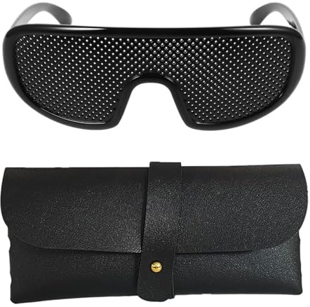 Kenmohuo Pinhole Glasses, Tiny holes Vision Correction Glasses for Eyesight Improvement, Reading Eyewear for Eyes Relief，Lightweight Black Plastic Pin Hole Glasses for Men and Women