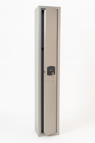 Armadio Portafucili In Acciaio Verniciato 3 Posti | Serratura Doppia Mappa | 24,5x20,5x135h Cm | Peso 24 Kg | Massima Sicurezza Per Armi Lunghe