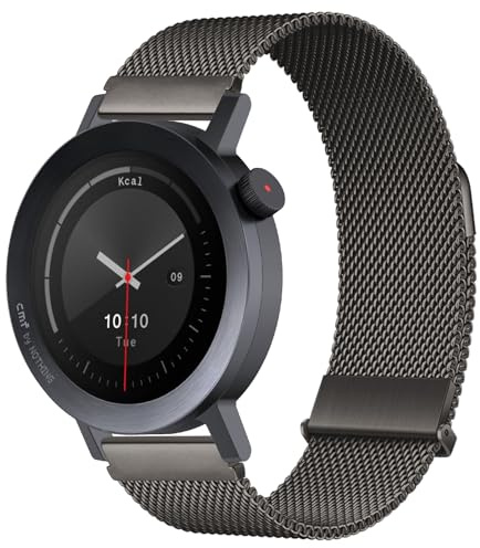 RenSheng Dubbelt magnetiskt sug metallarmband för CMF av Noting Watch Pro 2 armband, 22 mm armband i rostfritt stål kompatibelt med CMF från Noting Watch 3 Pro ersättningsband, Grå, CMF Watch Pro 2