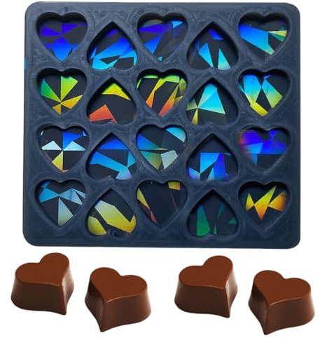IWIDYA Molde Holográfico de Chocolate, Molde Silicona Chocolate con Diseño Profundo, Patrón Brillante 3D, Fácil Desmolde, para Repostería Creativa