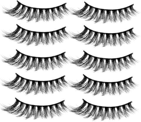Hemobllo 5 Pares Pestañas Postizas Gruesas 3d de Fibras Sintéticas, Estilo Europeo y Americano, para Maquillaje Femenino