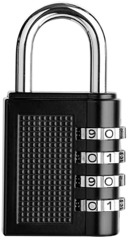 4 Digit Combination Padlocks | Black Security Padlock Suitcases | Travelling, Luggage, Bag, Case, Home, Jewellery Box | Small Security Locks for Home & Travel (1pc 4 Digit Security Lock)