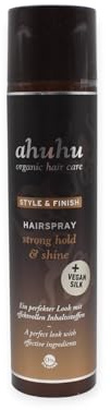 ahuhu organic hair care STYLE & FINISH Haarspray Strong Hold & Shine + Vegan Silk 300ml I mit Bio-Arganöl & veganer Seide I Starker Halt & Glanz ohne Verkleben