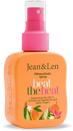 Jean & Len Beat The Heat Spray de protection contre la chaleur, parfum mangue, texture légère, protège les cheveux contre les dommages causés par la chaleur jusqu'à 230 °C, sans parabènes ni silicones
