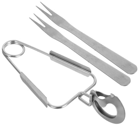 Healeved 1juego Snail Tong And Fork Pinzas y Tenedor para Caracoles de Acero Inoxidable Diseño Antiadherente Fácil de Limpiar Compacto y Portátil para Comida de Marisco y Casa