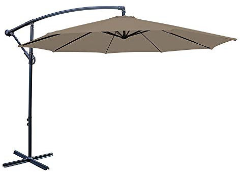 Green Bay 3m Garden Banana Parasol Patio Sun Shade Shelter Crank Hanging Rattan Cantilever Brown