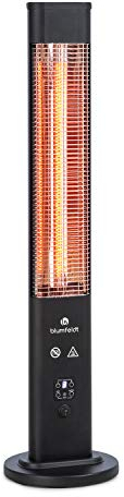 blumfeldt Heat Guru Plus - Radiatore di Calore in & out, 1200 Watt, Timer 9 Ore, Elemento Riscaldante al Carbonio, 3 Livelli, Alloggiamento con Lega di Alluminio Anodizzato, Nero
